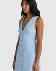 ORTC - Koda Linen Mini Dress. Powder Blue