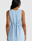 ORTC - Koda Linen Mini Dress. Powder Blue