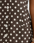 ORTC - Koda Linen Mini Dress. Carob Polkadot