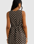 ORTC - Koda Linen Mini Dress. Carob Polkadot