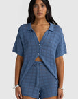 ORTC - Melia Geo Knit Shorts. Harbour Blue