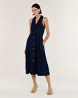 STAPLE THE LABEL - Denim Sleeveless Midi Shirt Dress
