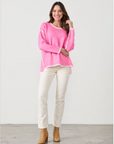 CAJU - Outlined & Split Hem Jumper in Pink