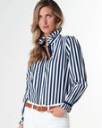 GOONDIWINDI - Frill Stripe Shirt - White/Navy