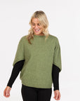 NATIVE WORLD - Split Sleeve Poncho. Pistachio