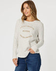 THREADZ BASICS- Riviera Long Sleeve Tee Natural/White