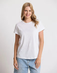 STELLA AND GEMMA - Soho Cuff Crew Tee. White