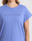 STELLA AND GEMMA - Cuff Tee. Cornflour