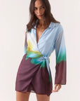 SOVRE - Zinnia Shirt Dress. Azure