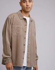 SILENT THEORY - Cord Overshirt.  Mushroom
