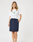 GORDON SMITH - Stitch Hem Skirt - Navy
