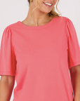 ONE TEN WILLOW - Flutter Sleeve Tee - Sunkist Coral