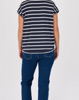 ONE TEN WILLOW - Shell Tee Round Neck - Navy/White Stripe