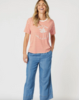 GORDON SMITH - Cote D Azur Stripe Tee - Papaya White