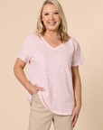 THREADZ - Tonic Stripe Tee - Pink/ White