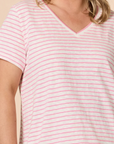 THREADZ - Tonic Stripe Tee - Pink/ White
