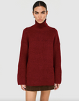 STAPLE THE LABEL - Sabine Roll Neck Jumper - Dark Red