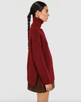 STAPLE THE LABEL - Sabine Roll Neck Jumper - Dark Red