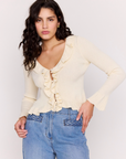 MINK PINK - Miracle Ruffled Cardigan - Ecru
