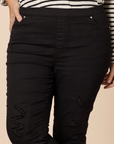THREADZ- Pull On Ripped Jeans - Black