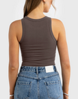 Evie Fitted Racerback Tank Espresso