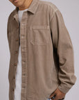 SILENT THEORY - Cord Overshirt.  Mushroom