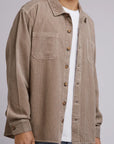 SILENT THEORY - Cord Overshirt.  Mushroom