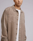 SILENT THEORY - Cord Overshirt.  Mushroom