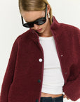 STAPLE THE LABEL - Katya Crop Sherpa Jacket - Merlot