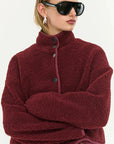 STAPLE THE LABEL - Katya Crop Sherpa Jacket - Merlot