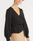 STAPLE THE LABEL- Stevie Wrap Blouse. Black