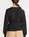 STAPLE THE LABEL- Stevie Wrap Blouse. Black
