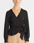 STAPLE THE LABEL- Stevie Wrap Blouse. Black