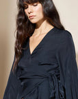 STAPLE THE LABEL- Stevie Wrap Blouse. Black