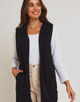 THREADZ -OLLIE SIDE BUTTON VEST 45281.  Black