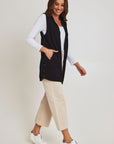 THREADZ -OLLIE SIDE BUTTON VEST 45281.  Black