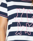 THREADZ -  Love & Kisses Stripe Print Tee - Navy Pink