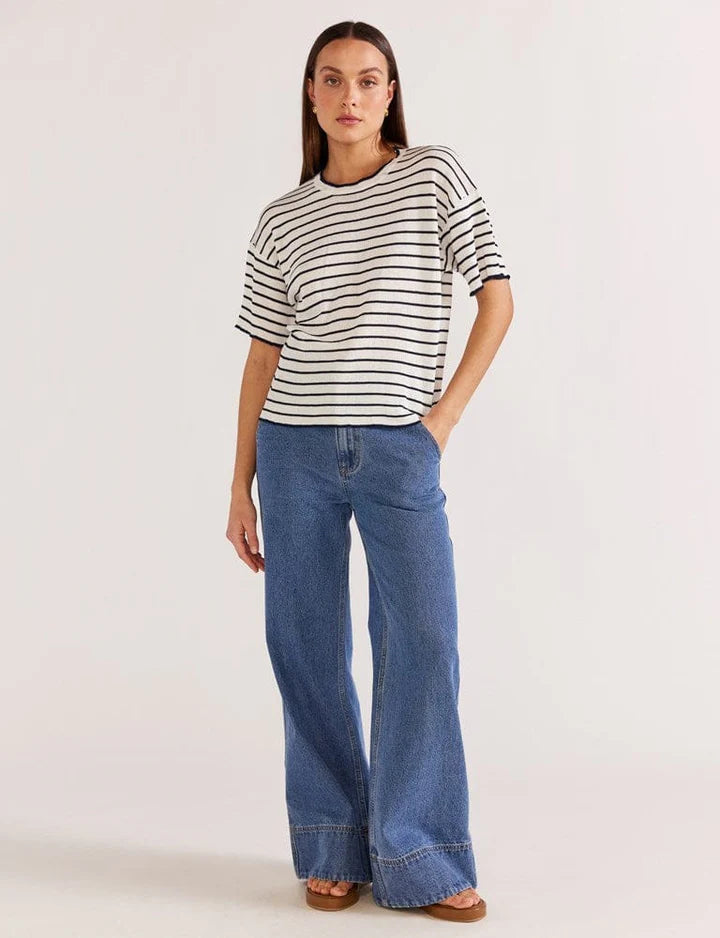 STAPLE THE LABEL-  Gaia Stripe Boxy Knit Tee