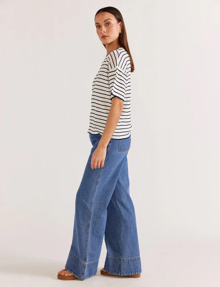 STAPLE THE LABEL-  Gaia Stripe Boxy Knit Tee