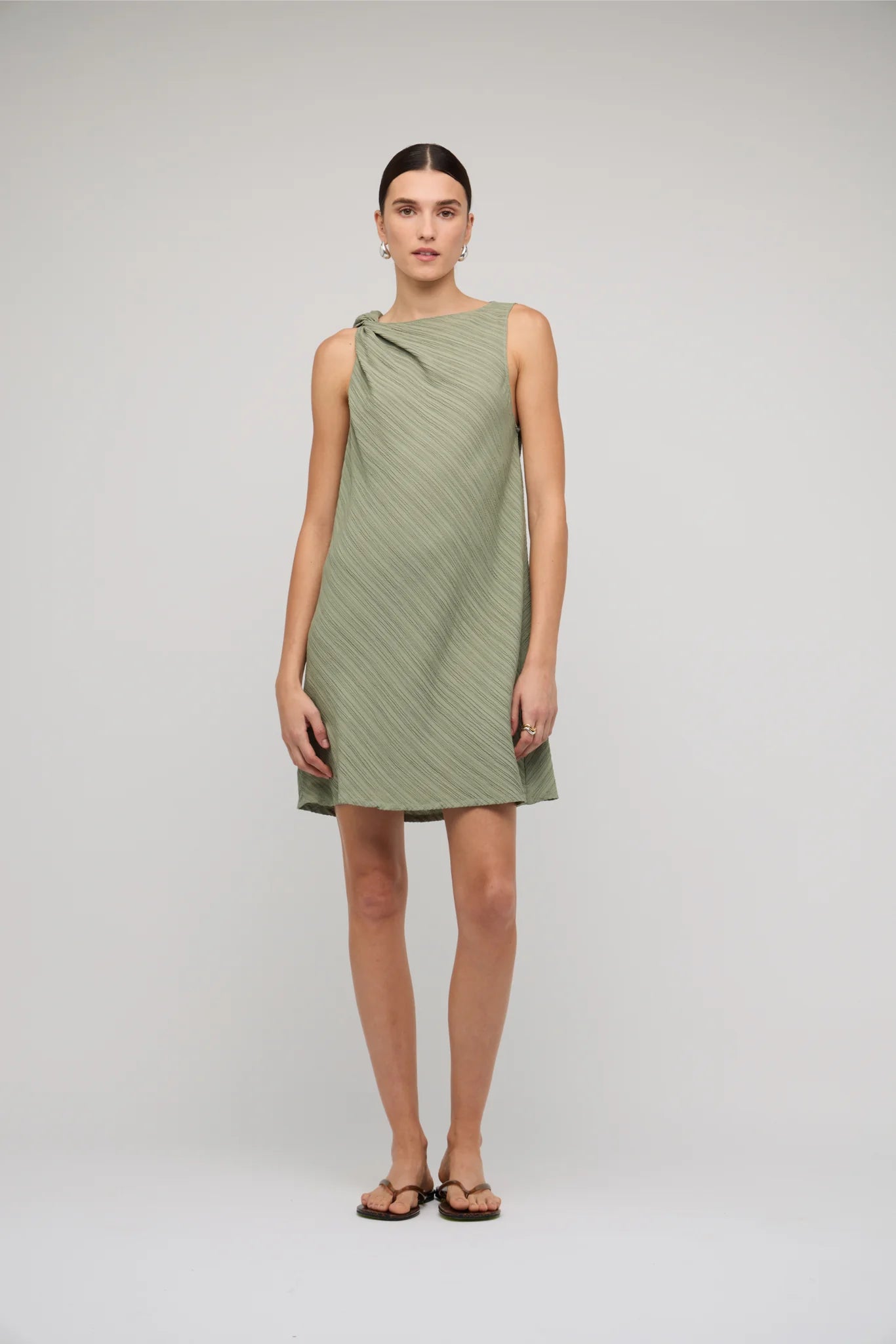 STAPLE THE LABEL - Amira Twist Mini Dress.  Sage