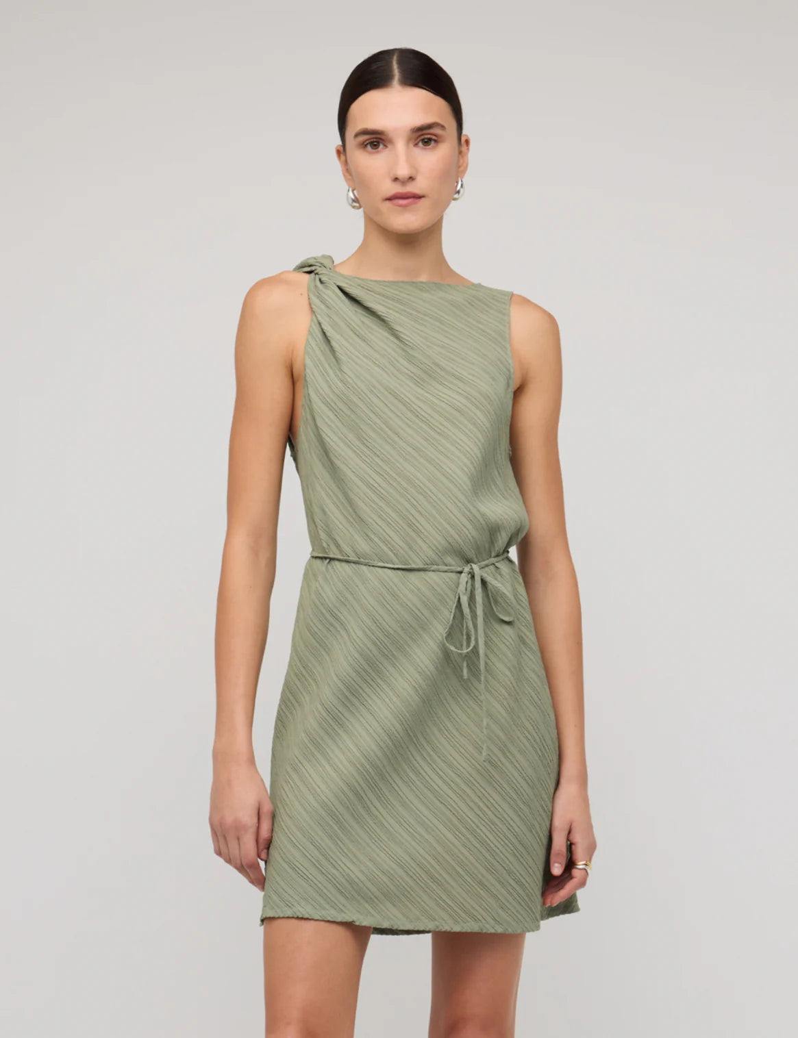 STAPLE THE LABEL - Amira Twist Mini Dress.  Sage