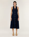 STAPLE THE LABEL - Denim Sleeveless Midi Shirt Dress