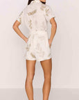 MINK PINK - White & Sage Leaf Print Willow Playsuit