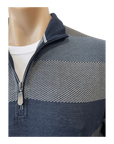 BACK BAY-  Back Bay Block Stripe 1/2 Zip Top.  Chambray