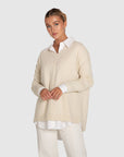 BELLE AND BLOOM -  Wonder Of You Cashmere Blend Oversized Jumper - Cream