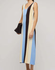 STAPLE THE LABEL - Blue & Cream Stripe Knit Midi Dress