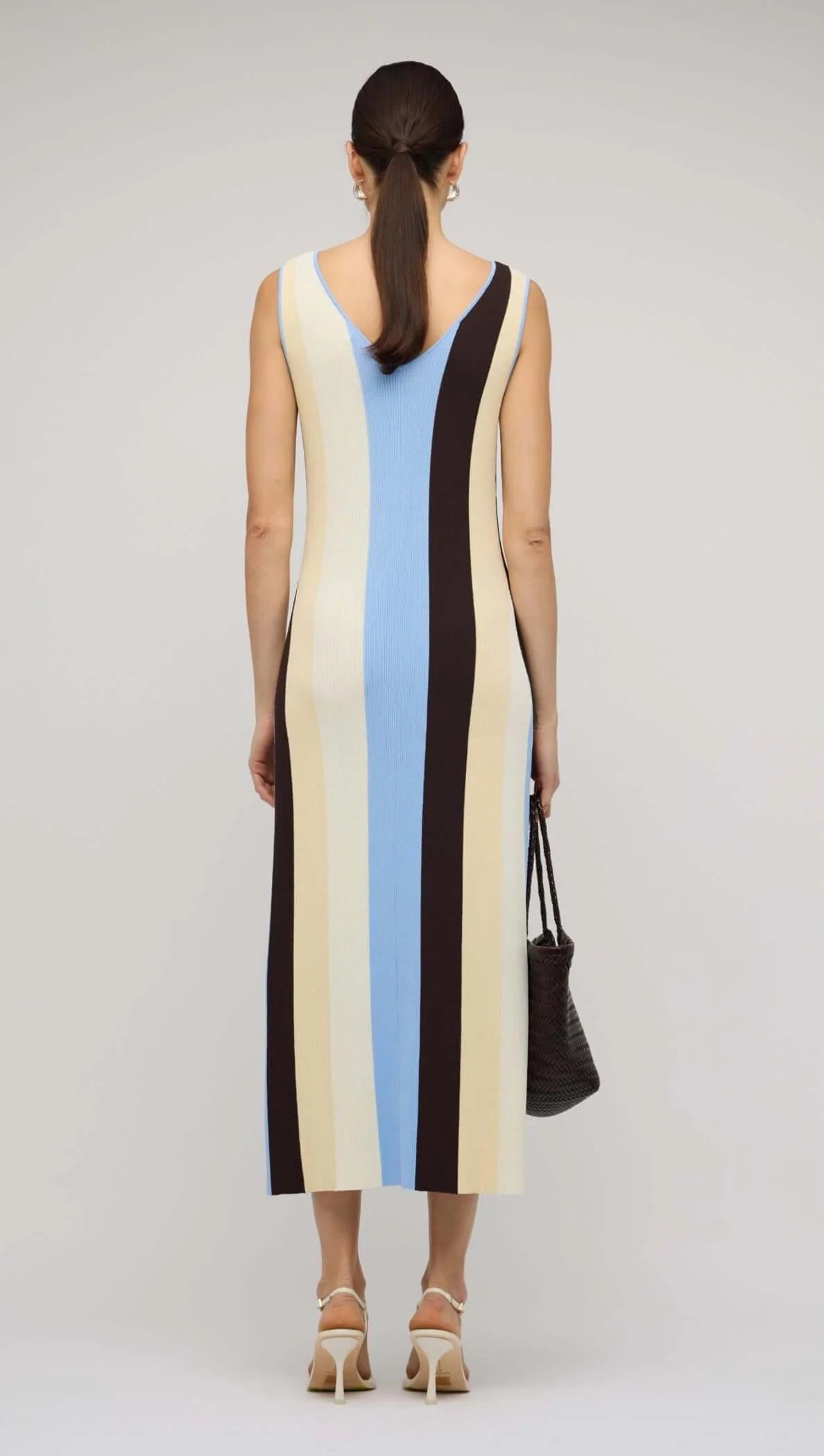 STAPLE THE LABEL - Blue & Cream Stripe Knit Midi Dress
