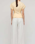 STAPLE THE LABEL - Butter Yellow Linen Pleated Blouse