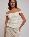 STAPLE THE LABEL- Celia Off Shoulder Top. Cream