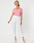 GORDON SMITH-  V Neckline Tee.  Coral